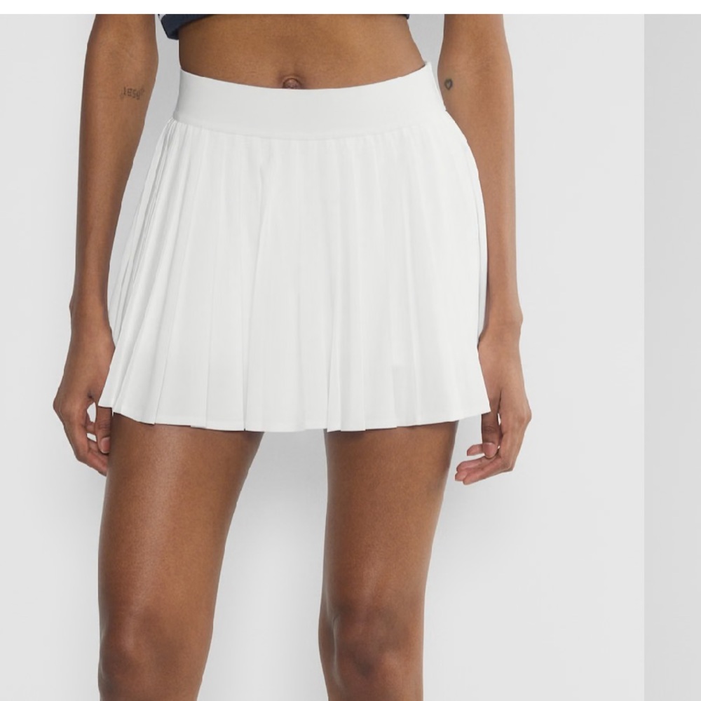 TNA White Pleated Mini Skirt